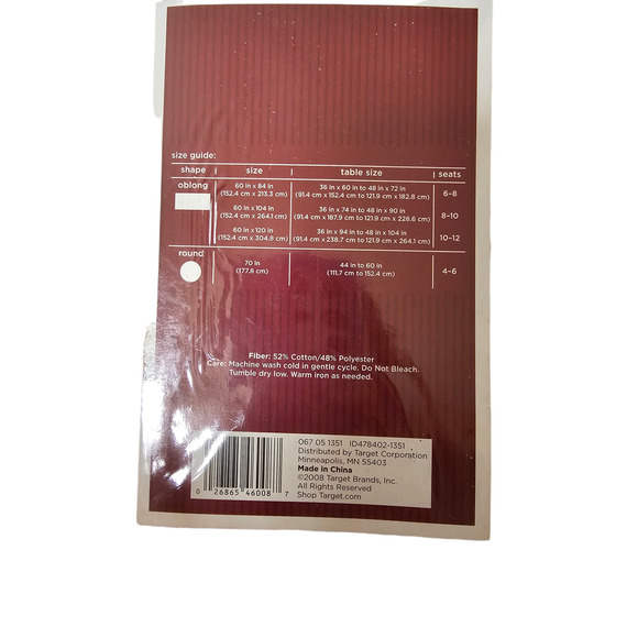 Classic Tidings 9 Piece Tablecloth and Napkins Set Berry Design 70" Round - Picture 3 of 7